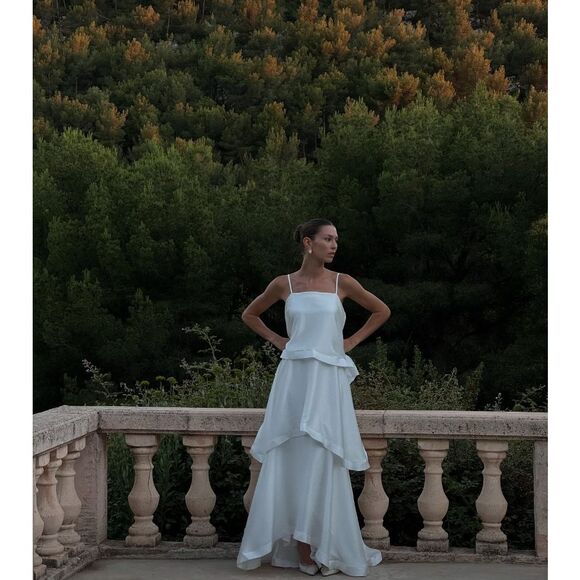 Elliatt Tilly Tiered Maxi Dress White bachelorette wedding Bridal size XL NWT - Picture 4 of 9